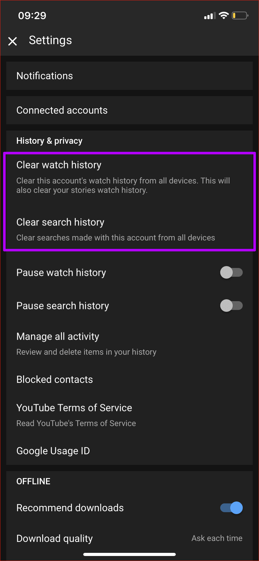 كيفية مسح عمليات البحث على اليوتيوب ومشاهدة سجل التاريخ على اي فون - %categories