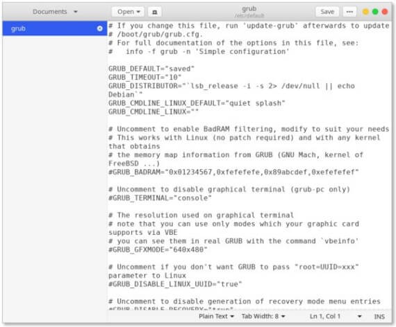 gedit grub configuration - كيفية تحرير GRUB مع تخصيص GRUB على Linux