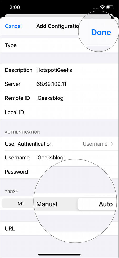 إعداد وتكوين اتصال VPN على iPhone و iPad Turn on status switch under VPN configuration on iPhone 13 - كيفية إعداد وتكوين اتصال VPN على iPhone و iPad