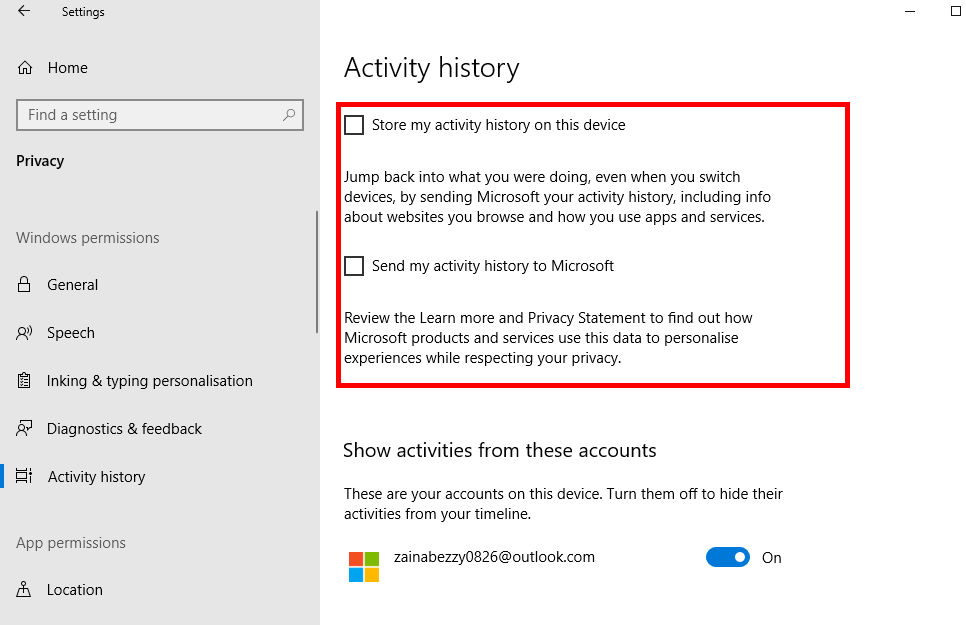 كيفية تعطيل سجل النشاط الخاص بك والجدول الزمني في Windows 10 - %categories