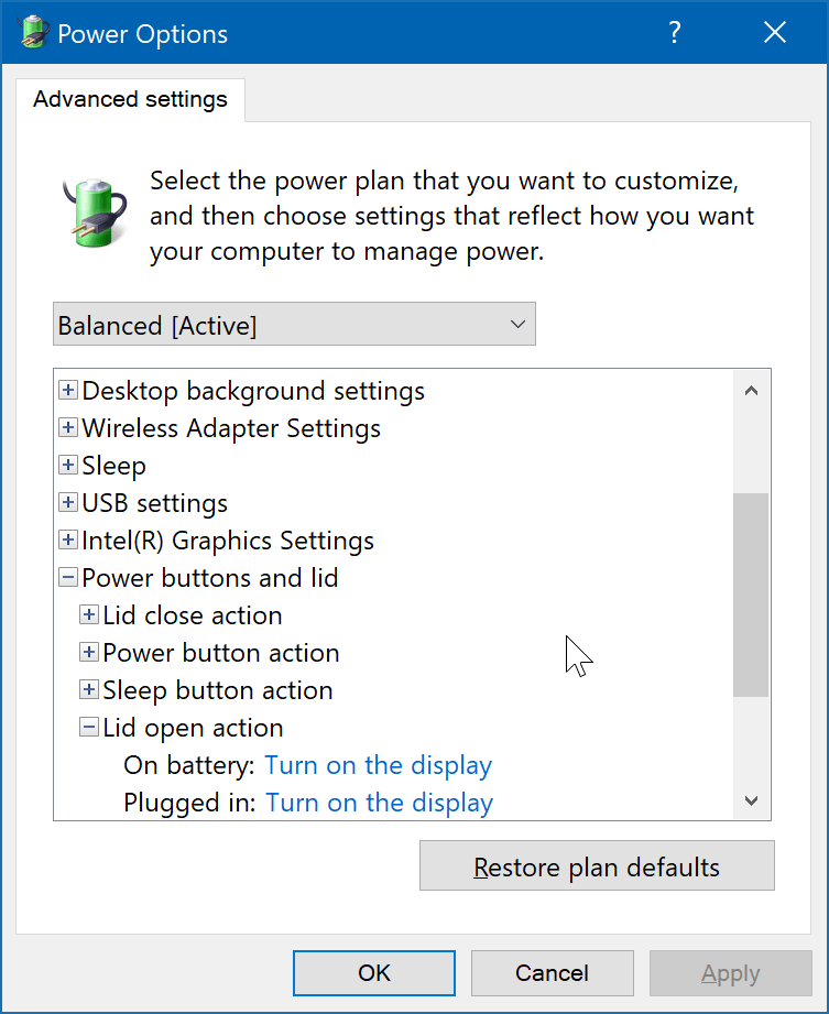 كيفية تغيير أمر فتح غطاء الكمبيوتر المحمول في Windows 10 - %categories