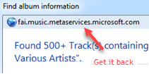 خطأ العثور على معلومات الألبوم رابط في ويندوز ميديا بلاير استعادة fai.music.metaservices.microsoft.com - %categories