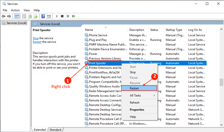 إصلاح: لا يمكن مسح قائمة انتظار الطباعة في نظام التشغيل Windows 10 - %categories