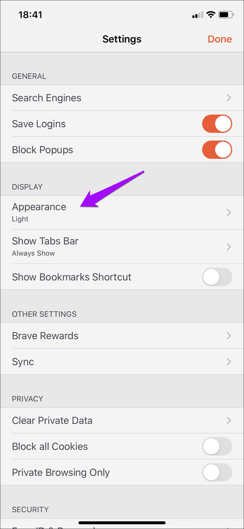 كيفية تمكين أو تعطيل الوضع الداكن في متصفح Brave لنظام التشغيل iOS - %categories