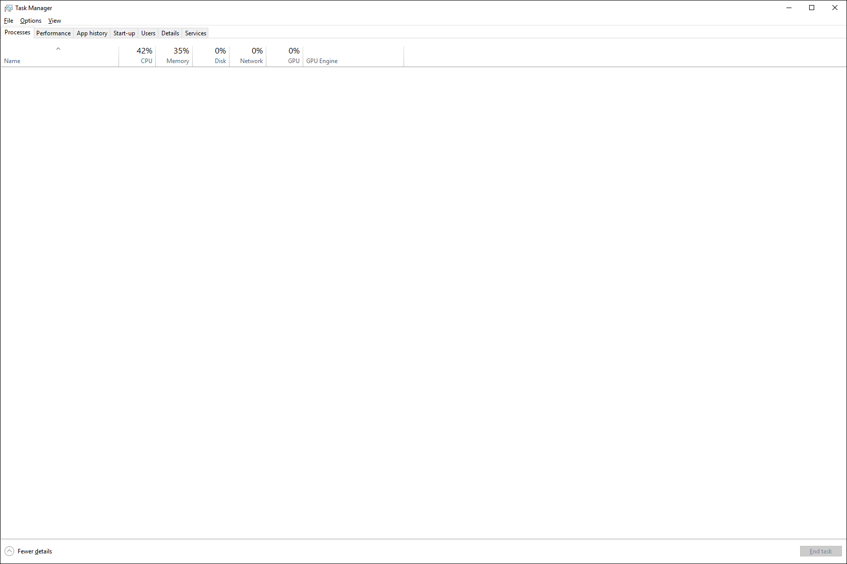 023fc941-e9c0-4d38-ac95-c0315ae87637 إصلاح تبويب العمليات في إدارة المهام فارغة على Windows 10