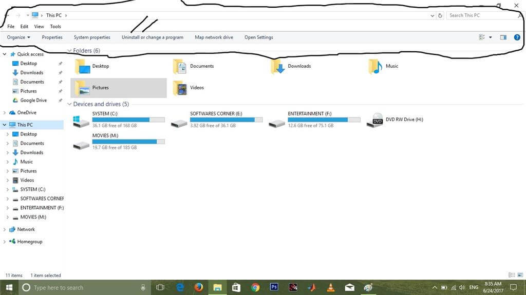6bf8be38-a667-4fb8-bec3-859bb3cf14c2 إصلاح: شريط العنوان وجزء من Windows مفقود في Windows 10 Pro