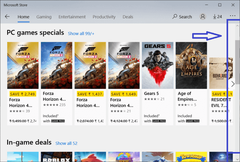 عرض أشرطة التمرير دائمًا في تطبيقات Windows 10 Store - %categories