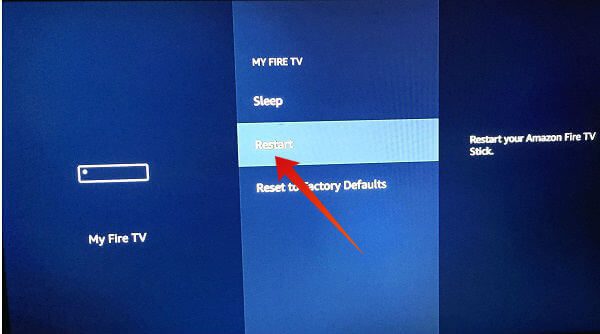 Amazon-Firestick-Restart-device كيفية إصلاح مشاكل التخزين المؤقت وتسريع Fire Stick