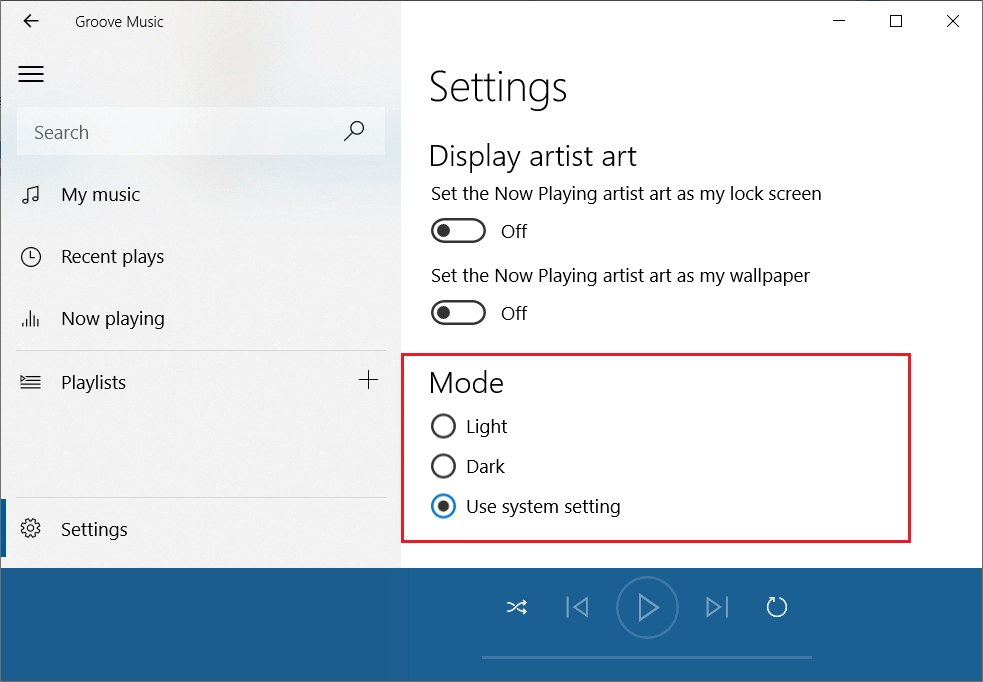 Change-the-mode-of-Equalizer-screen كيفية استخدام Equalizer في Music Groove على نظام التشغيل Windows 10