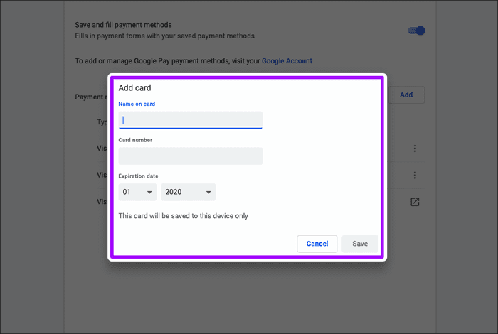 كيفية إضافة أو حذف بطاقة الائتمان ومعلومات الدفع الأخرى في Chrome - %categories