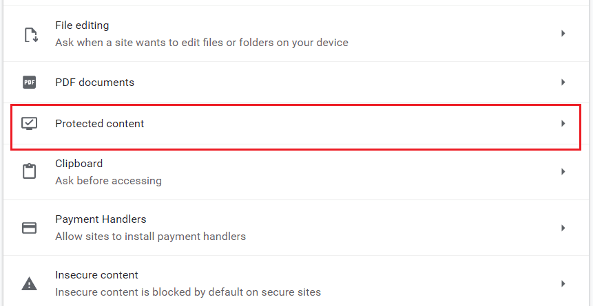 Click-on-Protect-content-in-Chrome-settings إصلاح Spotify Web Player لا يعمل (دليل خطوة بخطوة)