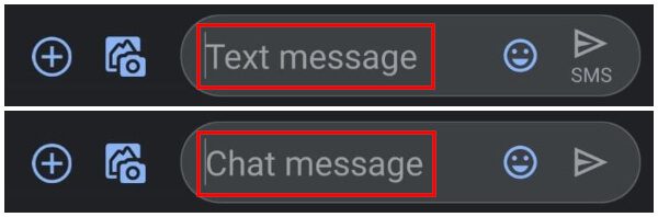 Different-textbox-between-RCS-and-SMS-messages كيف تتعرف على رسالة RCS / SMS
