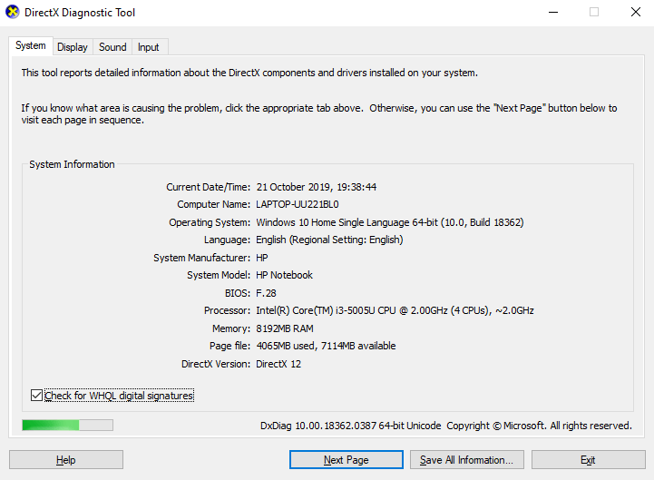 DirectX-diagnostic-tool-will-open-up غير قادر على تثبيت DirectX على Windows 10 إليك كيفية إصلاح ذلك