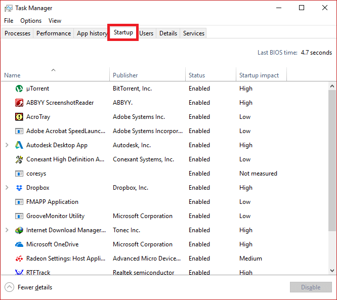 From-the-Task-Manager-click-on-More-details-then-switch-to-the-Startup-tab 4 طرق لتعطيل برامج بدء التشغيل في Windows 10