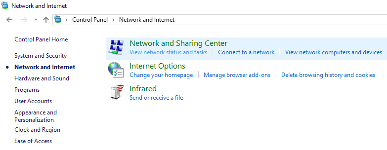 Inside-Network-and-Internet-click-on-Network-and-Sharing-Center 3 طرق لتغيير إعدادات DNS على Windows 10