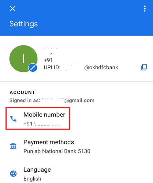 Inside-Settings-under-the-Account-section-you-will-see-the-added-Mobile-number 11 نصيحة لإصلاح مشكلة عدم عمل Google Pay