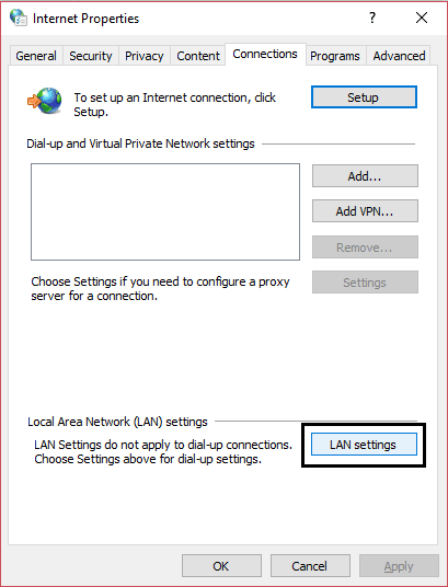Lan-settings-in-internet-properties-window 10 طرق لإصلاح حل خطأ المضيف Host في Chrome