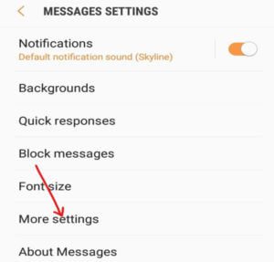 Next-tap-on-More-settings-300x287-1 إصلاح لا يمكن إرسال أو تلقي رسائل نصية على Android