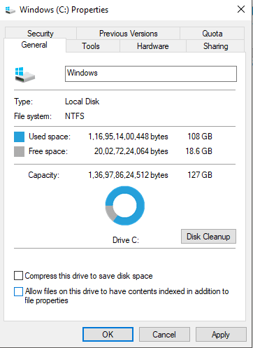 Now-uncheck-the-‘Allow-files-on-this-drive-to-have-contents-indexed-in-addition-to-file-properties’-checkbox-at-the-bottom-of-the-window. 15 نصيحة لزيادة سرعة جهاز الكمبيوتر الخاص بك