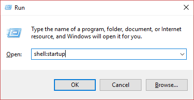 Press Windows Key R then type shellstartup and hit Enter - 4 طرق لتعطيل برامج بدء التشغيل في Windows 10