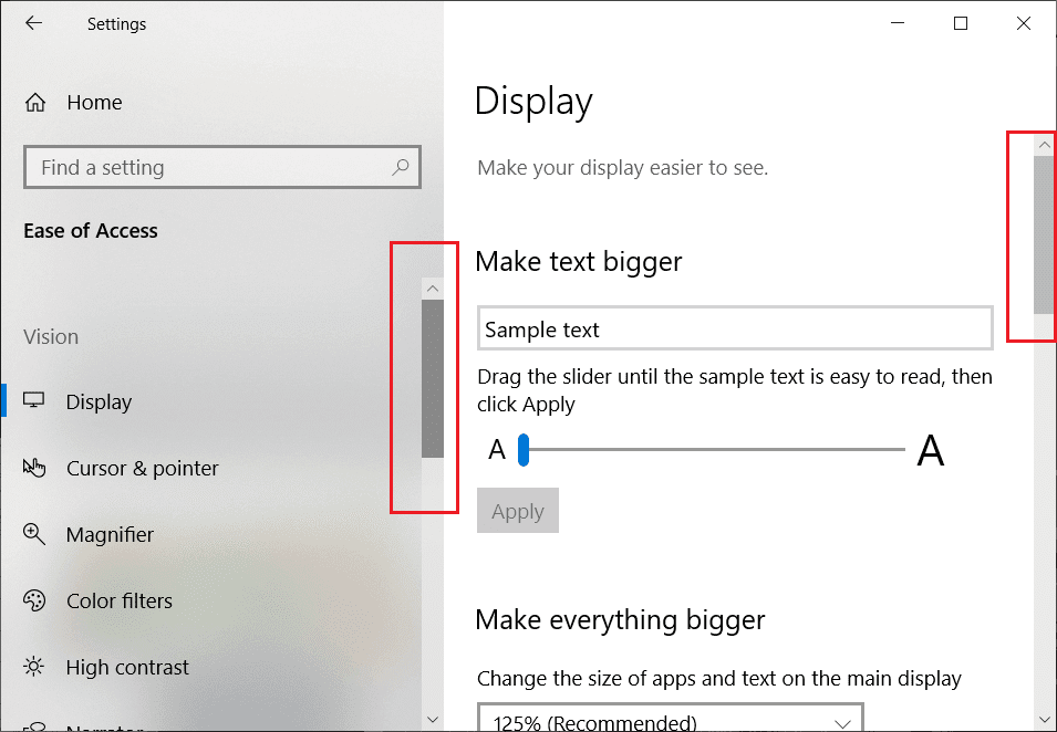 Scrollbar-will-start-appearing-under-the-Settings-as-well-as-Windows-Store-Apps عرض أشرطة التمرير دائمًا في تطبيقات Windows 10 Store