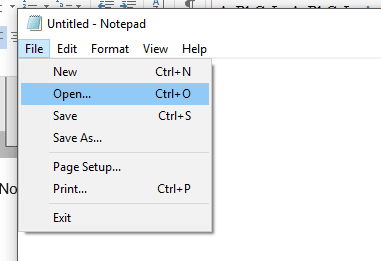 Select-File-option-from-the-Notepad-Menu-and-then-click-on-Open-1 10 طرق لإصلاح حل خطأ المضيف Host في Chrome