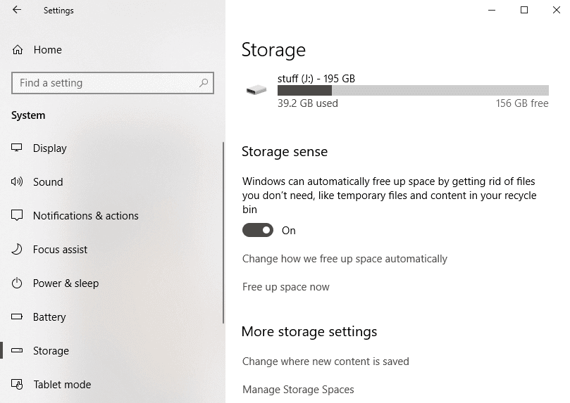 Select-Storage-from-the-left-pane-and-scroll-down-to-Storage-Sense-1 15 نصيحة لزيادة سرعة جهاز الكمبيوتر الخاص بك