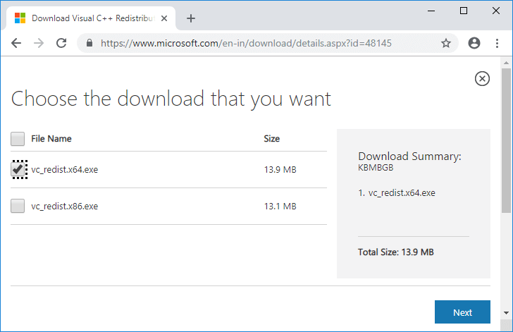 Select-the-vc-redist.x64.exe-or-vc_redis.x86.exe-according-to-your-system-architecture غير قادر على تثبيت DirectX على Windows 10 إليك كيفية إصلاح ذلك