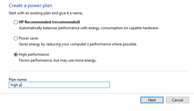 Select-‘High-performance’-and-click-on-Next. 15 نصيحة لزيادة سرعة جهاز الكمبيوتر الخاص بك