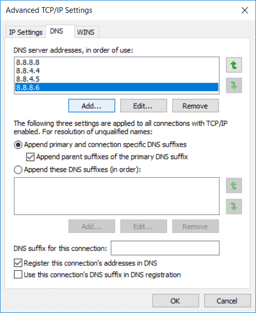 The-priority-of-the-DNS-servers-that-you-will-add-will-be-given-from-top-to-bottom 3 طرق لتغيير إعدادات DNS على Windows 10