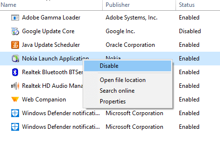 To-disable-an-app-right-click-on-that-app-and-select-‘Disable’ 15 نصيحة لزيادة سرعة جهاز الكمبيوتر الخاص بك