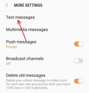 Under-More-Settings-tap-on-Text-messages-285x300-1 إصلاح لا يمكن إرسال أو تلقي رسائل نصية على Android
