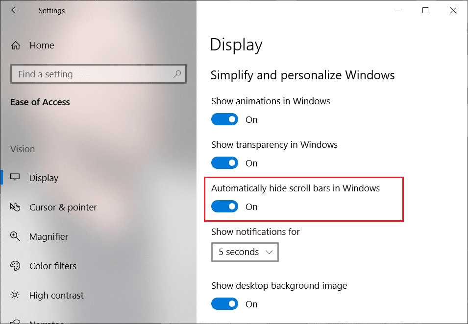 عرض أشرطة التمرير دائمًا في تطبيقات Windows 10 Store - %categories