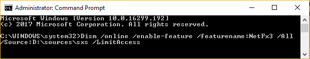 Use-DISM-comand-to-enable-Net-Framework غير قادر على تثبيت DirectX على Windows 10 إليك كيفية إصلاح ذلك