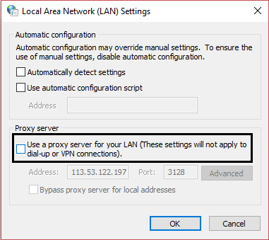 Use-a-proxy-server-for-your-LAN 10 طرق لإصلاح حل خطأ المضيف Host في Chrome