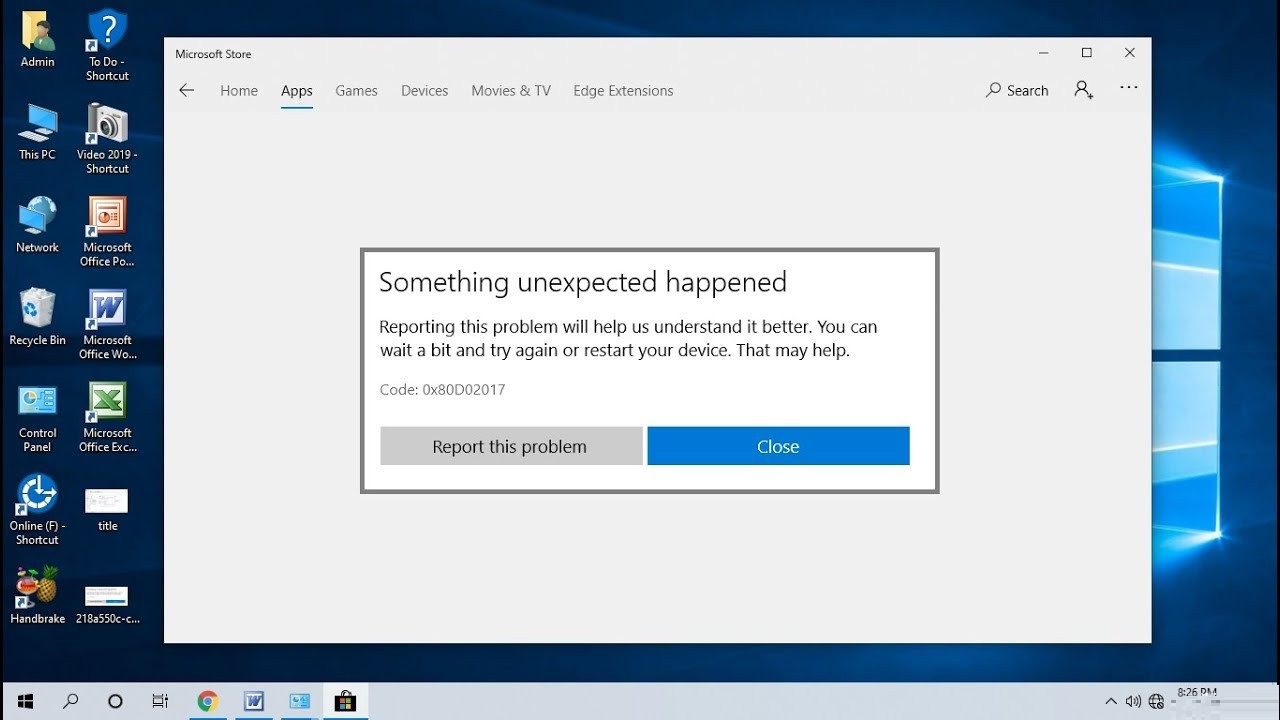 Windows-Store-App-Error-Code-0x80d02017-Fix إصلاح خطأ Microsoft Store 0x80D02017 أثناء التنزيل في Windows 10