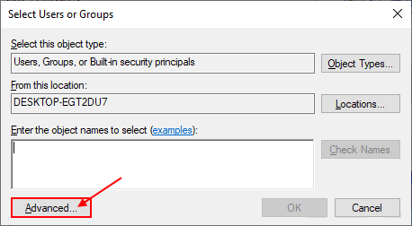 add_select-user-grp كيفية حذف الملفات المحمية بواسطة TrustedInstaller في Windows 10