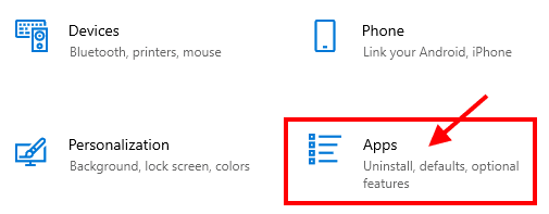 apps_settings 8 طرق لإلغاء تثبيت التطبيقات / البرامج في نظام التشغيل Windows 10