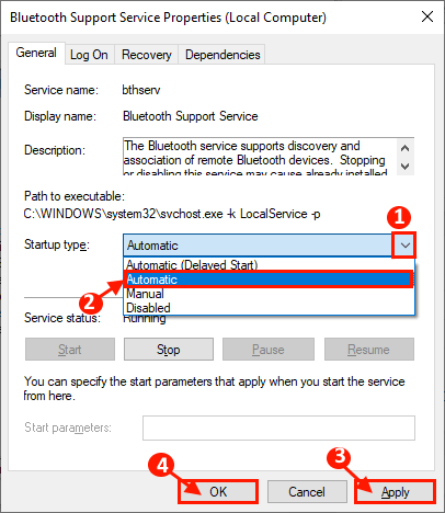 bluetooth-services إصلاح: اختفاء خيار تشغيل Bluetooth On إيقاف / Off في Windows 10