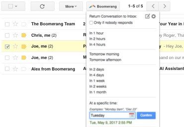 boomerang أفضل 14 إضافة Gmail للتعديل على حسابك في عام 2020