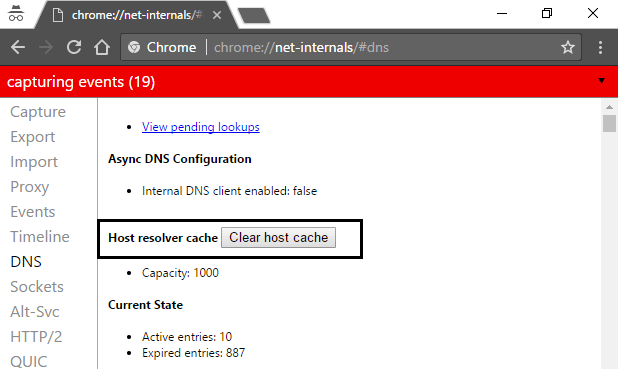 click-clear-host-cache 10 طرق لإصلاح حل خطأ المضيف Host في Chrome