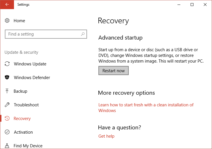click-on-Restart-now-under-Advanced-startup-in-Recovery 5 طرق لبدء تشغيل جهاز الكمبيوتر في الوضع الآمن