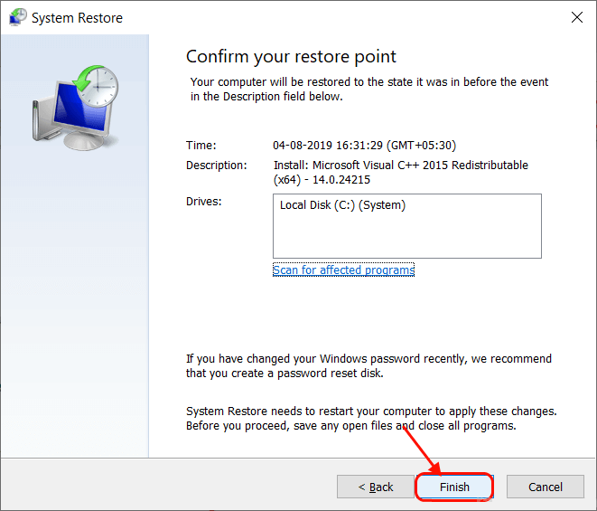 confirm-restore إصلاح: خطأ خدمة سياسة التشخيص لا تعمل على Windows 10