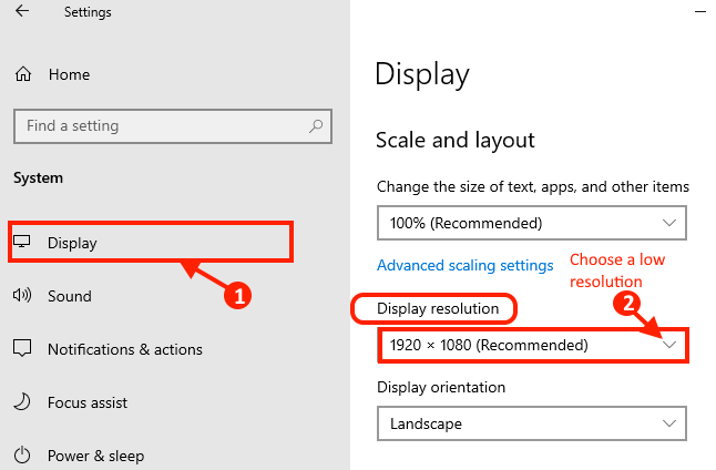 display-resolution إصلاح التطبيقات التي تظهر غير واضحة في Windows 10
