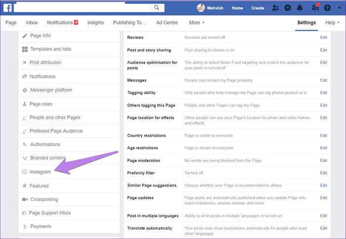 facebook-to-instagram-2_935adec67b324b146ff212ec4c69054f أفضل 5 طرق لإصلاح صفحة Facebook يملكها حساب أعمال أخرى على Instagram