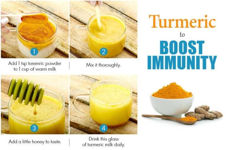 home remedies to boost immunity turmeric milk honey 768x512 1 - العلاجات المنزلية - كيف ترفع المناعه في الجسم