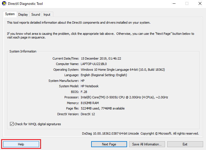 كيفية استخدام أداة تشخيص DirectX في Windows 10 - %categories