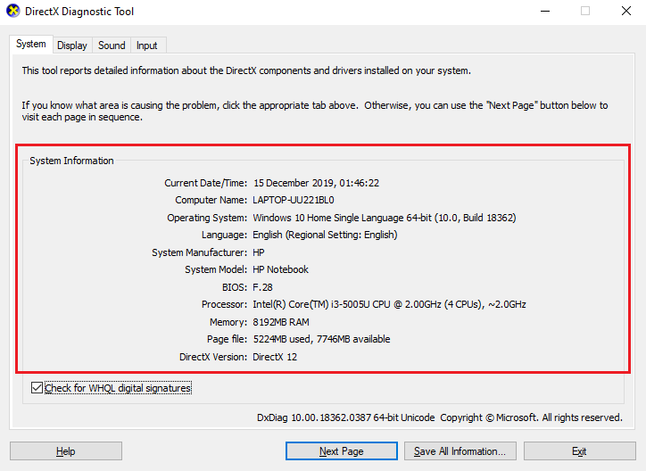 image7-1 كيفية استخدام أداة تشخيص DirectX في Windows 10
