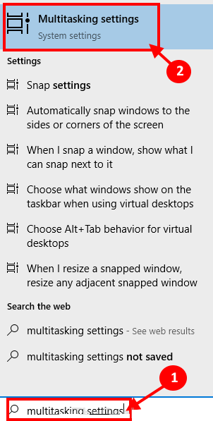 multitasking-settings إصلاح: مشكلة تكبير النافذة لا يسحب في Windows 10