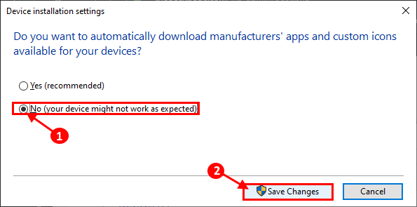 no_save-chnages إصلاح: شريط العنوان وجزء من Windows مفقود في Windows 10 Pro